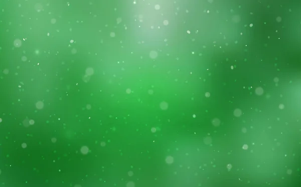 Textura Vectorial Verde Claro Con Copos Nieve Colores Ilustración Abstracta — Archivo Imágenes Vectoriales