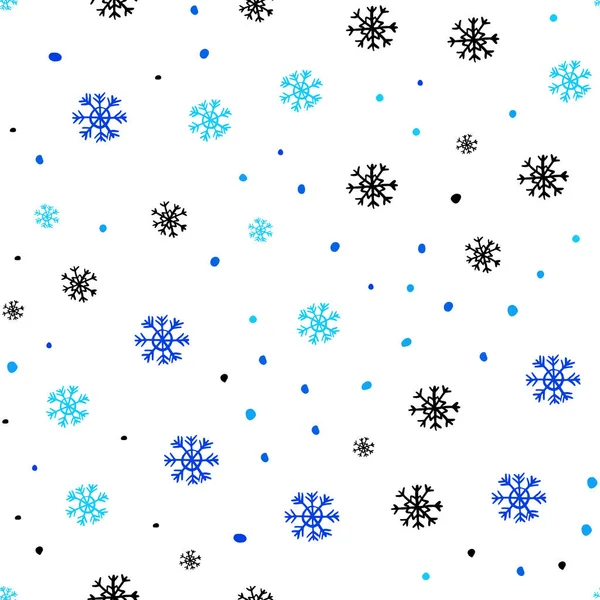 浅蓝色矢量无缝覆盖与美丽的雪花 闪耀着五颜六色的插图与雪在圣诞节样式 百叶窗 窗帘的设计图案 — 图库矢量图片