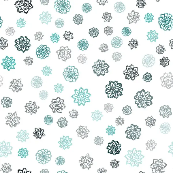 Bleu Clair Fond Sans Couture Vecteur Vert Avec Flocons Neige — Image vectorielle