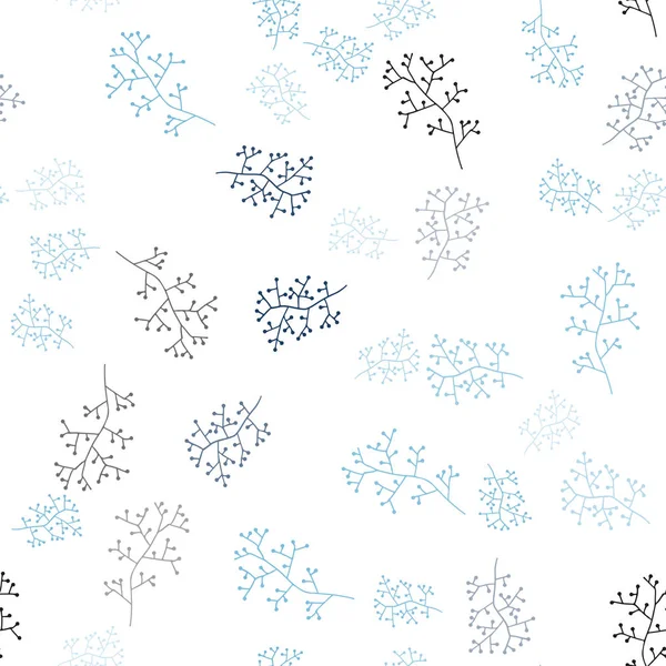 Modèle Doodle Sans Couture Vecteur Bleu Clair Avec Des Branches — Image vectorielle