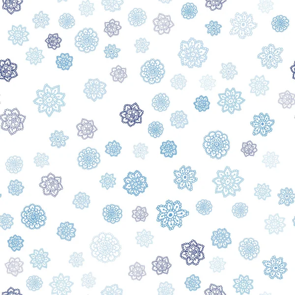 Textura Sem Emenda Vetorial Blue Claro Com Flocos Neve Coloridos — Vetor de Stock
