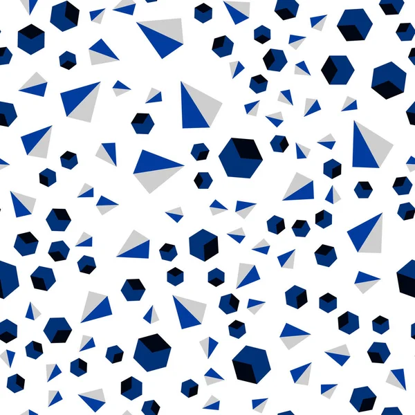 Dark Blue Vector Sin Costura Fondo Isométrico Con Triángulos Cubos — Archivo Imágenes Vectoriales