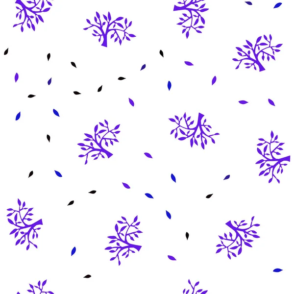 濃いピンク ブルー葉 枝とのシームレスの自然な背景をベクトルします 葉と枝を持つエレガントな明るいイラスト テキスタイル ファブリック 壁紙デザイン — ストックベクタ