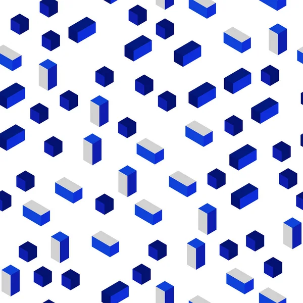Tmavě Modrý Vektor Bezešvé Izometrické Textura Obdélníkové Styl Ilustrace Sadou — Stockový vektor