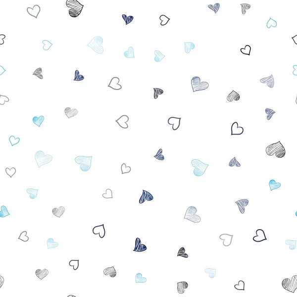 Dark Blue Vector Seamless Template Doodle Hearts Illustration Hearts Love — Stock Vector