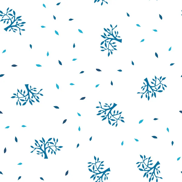 Fond Bleu Clair Vecteur Sans Couture Doodle Avec Des Feuilles — Image vectorielle