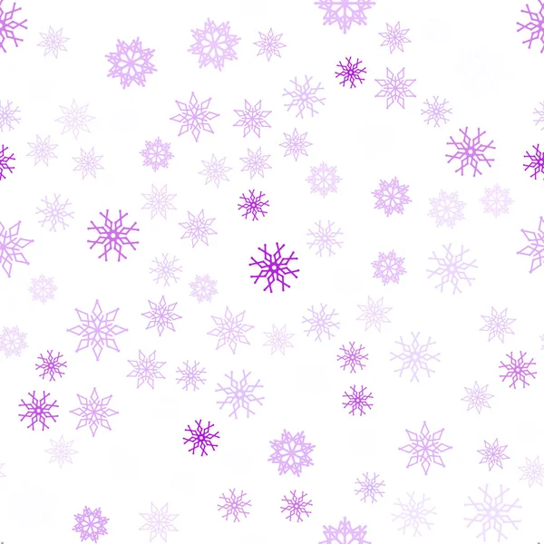 Diseño Sin Costuras Vector Rosa Claro Con Copos Nieve Brillantes — Vector de stock