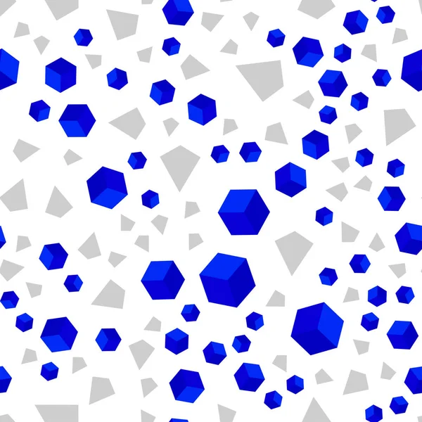 Ciemny Niebieski Wektor Wzór Bez Szwu Izometryczny Wielokąta Styl Kostki — Wektor stockowy