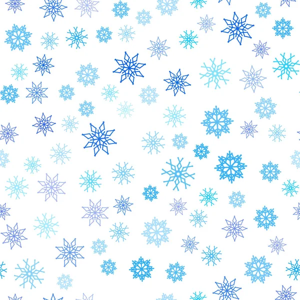 Light Blue Vector Seamless Pattern Christmas Snowflakes Shining Colored Illustration — Stock Vector