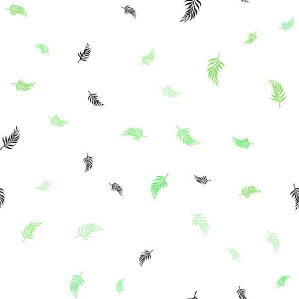 Modèle Doodle Sans Couture Vecteur Vert Clair Avec Des Feuilles — Image vectorielle