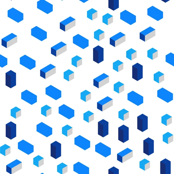 深蓝色矢量无缝 等距背景与菱形 带有一组五颜六色的矩形的插图 壁纸的设计模式 — 图库矢量图片