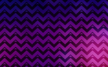 Çizgileri ve üçgenleri olan koyu mor vektör arkaplanı. Soyut arkaplanda renkli eğimli üçgenler. Broşürler, broşürler için desen