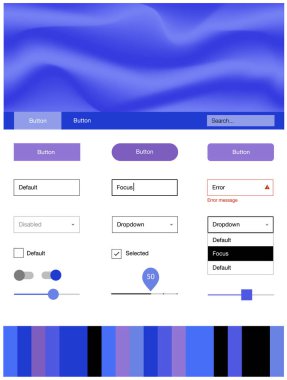 Açık mavi, kırmızı vektör UI kiti balonu şekiller ile. Renkli resimde gradyan ile soyut memphis tarzı. Web siteleri, açılış sayfaları için güzel düzeni.