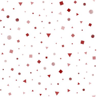 Koyu kırmızı daireler, çizgiler, dikdörtgenler ile sorunsuz düzen vektör. Daire, üçgen, küpleri ile soyut degrade illüstrasyon. Kartvizit, Web siteleri için şablon.