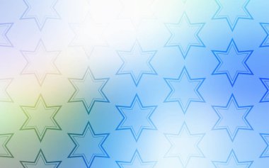 Açık mavi, gökyüzü yıldız şablonuyla vektör yeşil. Yıldız ile basit tarzda bulanık dekoratif tasarım. Hediye sarma deseni.