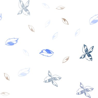 Açık mavi, yeşil yaprakları ile vektör sorunsuz doodle desen. Modern geometrik soyut illüstrasyon ile bırakır. Desen için modaya uygun Kumaş, duvar kağıtları.