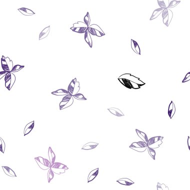 Koyu pembe, mavi yapraklar ile sorunsuz doğal sanat vektör. Yaprakları doodle tarzı ile renkli soyut resimde. Kartvizit, Web siteleri için şablon.