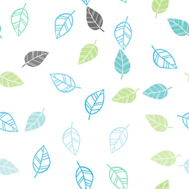 Açık mavi, sarı vektör sorunsuz zarif duvar kağıdı yaprakları ile. Yaprakları doodle tarzı ile renkli soyut resimde. Desen tasarım pencere panjur, perdeler.