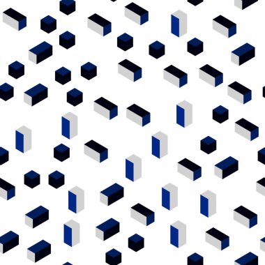 Koyu mavi vektör zemin rhombus ile kesintisiz, izometrik. Dikdörtgenler ve kareler ile güzel illüstrasyon. Tekstil, kumaş, duvar kağıtları için tasarım.