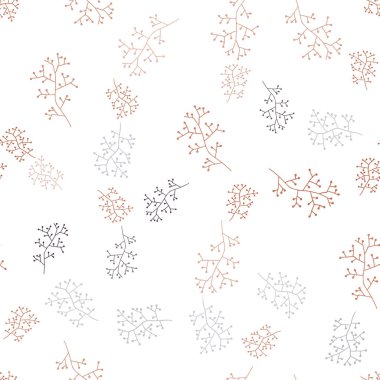 Açık mavi, kırmızı vektör dalları ile sorunsuz zarif duvar kağıdı. Renkli resimde doodle tarzı yapraklar, dallar ile. Tasarım için duvar kağıdı, kumaş üreticileri.