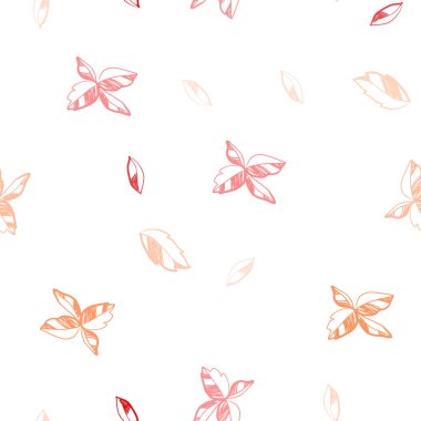 Işık kırmızı yaprakları sarı vektör sorunsuz doğal resimle. Doodle tarzı yaprakları ile yeni renkli resimde. Desen tasarım pencere panjur, perdeler.