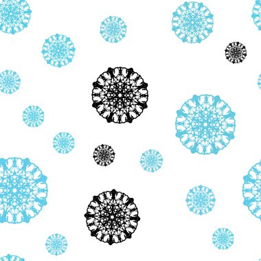 Xmas kar taneleri ile sorunsuz arka plan ışık mavi vektör. Bulanık dekoratif tasarım kar ile xmas tarzında. Desen için modaya uygun Kumaş, duvar kağıtları.