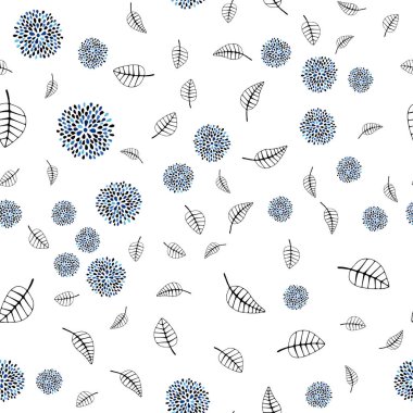 Koyu mavi vektör yaprak, çiçek ile sorunsuz zarif duvar kağıdı. Yaprak ve çiçek ile modern soyut resim. Desen için modaya uygun Kumaş, duvar kağıtları.