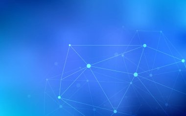 Hafif mavi vektör küreler, üçgenler desenle. Renkli soyut daireler ve satır kümesi ile Illustration. Desen-ebilmek var olmak kullanılmış için fütüristik reklam, kitapçıklar.