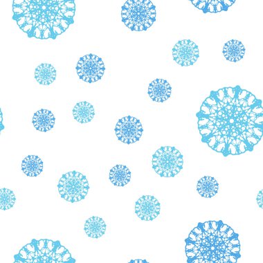 Hafif mavi vektör güzel kar taneleri ile sorunsuz kapak. Bulanık dekoratif tasarım kar ile xmas tarzında. Desen için modaya uygun Kumaş, duvar kağıtları.