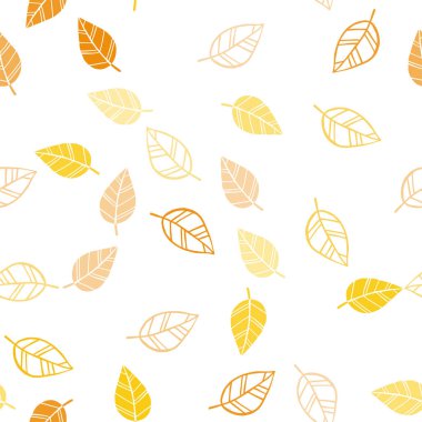 Koyu turuncu vektör yaprak ile sorunsuz doğal çizimleri. Doodle tarzı yaprakları ile yeni renkli resimde. Duvar kağıdı, kumaş üreticileri için modaya uygun bir tasarım.