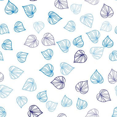 Koyu mavi yaprakları ile Dikişsiz soyut desen vektör. Yaprakları doodle tarzı ile renkli soyut resimde. Duvar kağıdı, kumaş üreticileri için modaya uygun bir tasarım.