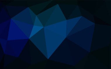 Koyu mavi vektör düşük poli düzeni. Üçgenli renkli soyut çizimler. Web siteniz için yeni bir doku.