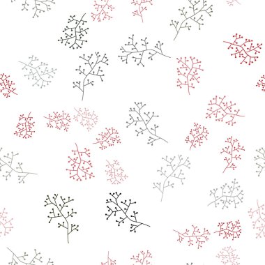 Koyu yeşil, kırmızı sorunsuz doğal zemin dalları ile vektör. Soyut illüstrasyon yapraklar, dallar karalamalar tarzı ile. Tekstil, kumaş, duvar kağıtları için tasarım.