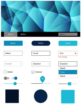 Koyu mavi vektör tasarım UI kiti ile mozaik. Dekoratif UI takımı tasarım renkli kristaller ile soyut tarzda. Bu web siteleri için kullanabileceğiniz şablon.
