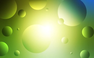 Açık yeşil, sarı vektör düzen daire şekilleriyle birlikte. Bulanık damla Glitter soyut Illustration yağmur. Güzel tasarım, iş reklam için.