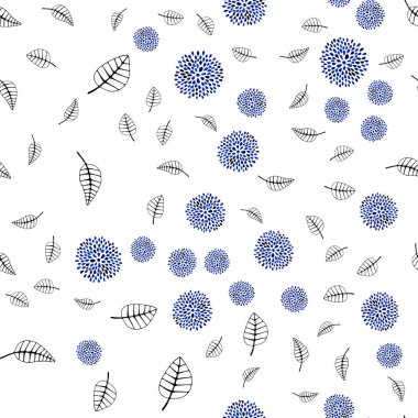 Koyu mavi vektör yaprak, çiçek ile sorunsuz zarif şablonu. Yaprak, Çiçek Origami tarzı ile doodle. Desen tasarım kumaş, duvar kağıtları.