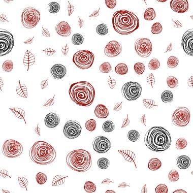 Koyu kırmızı vektör yaprak ve çiçek ile Dikişsiz soyut desen. Yaprak ve çiçek ile zarif bir parlak örnek. Doku pencere panjur, perdeler için.