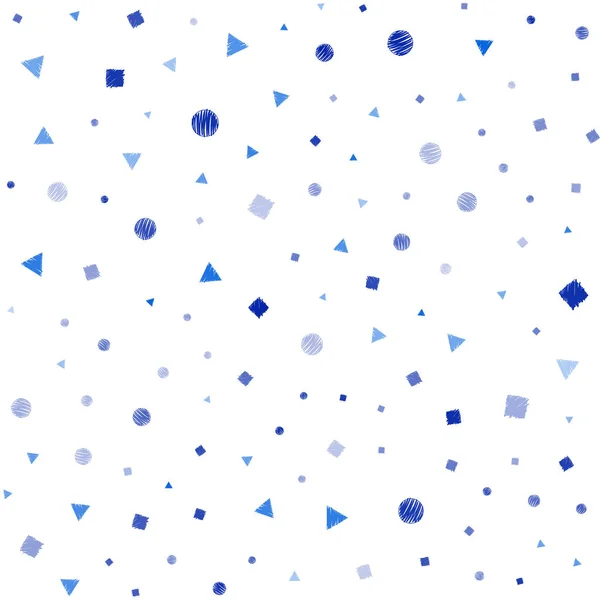 Luz Azul Vetor Fundo Sem Costura Com Triângulos Círculos Cubos —  Vetores de Stock