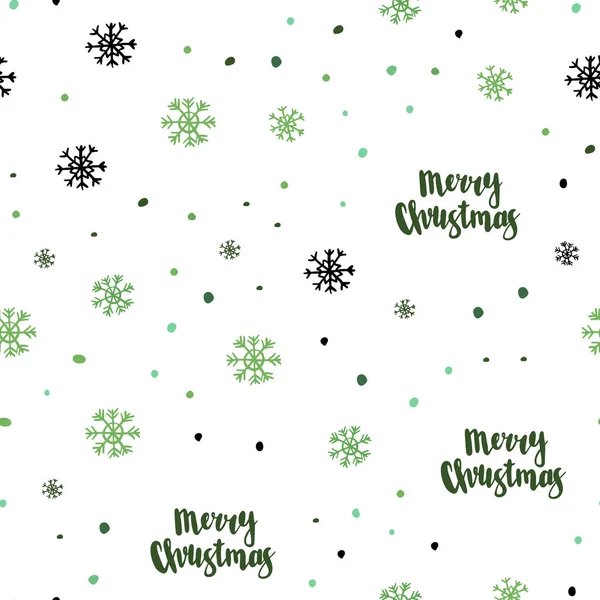 浅绿色矢量无缝纹理与彩色雪花 闪耀着五颜六色的插图与雪在圣诞节样式 壁纸的设计模式 — 图库矢量图片