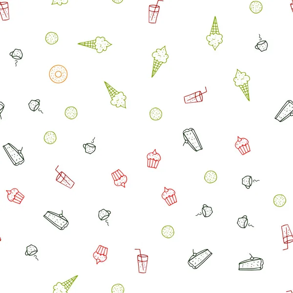 Dark Multicolor Vector Fondo Sin Costuras Con Sabrosa Comida Hermosa — Vector de stock