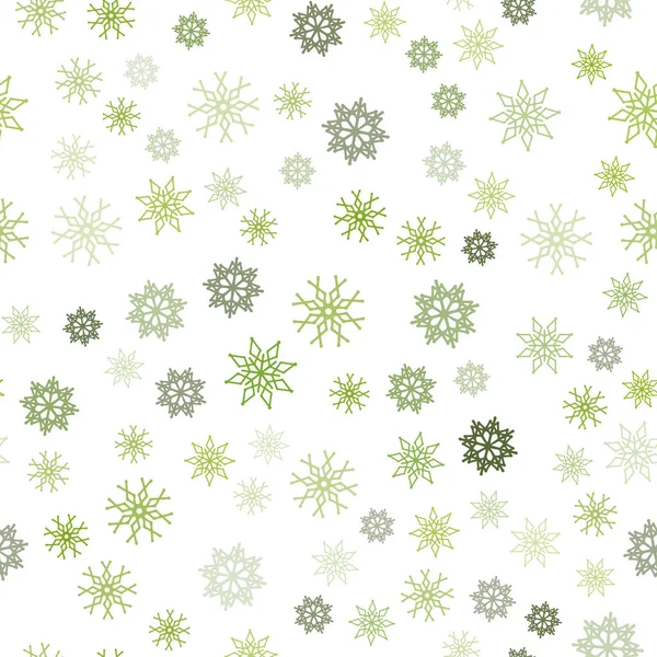 Verde Claro Plantilla Sin Costuras Vector Amarillo Con Copos Nieve — Vector de stock