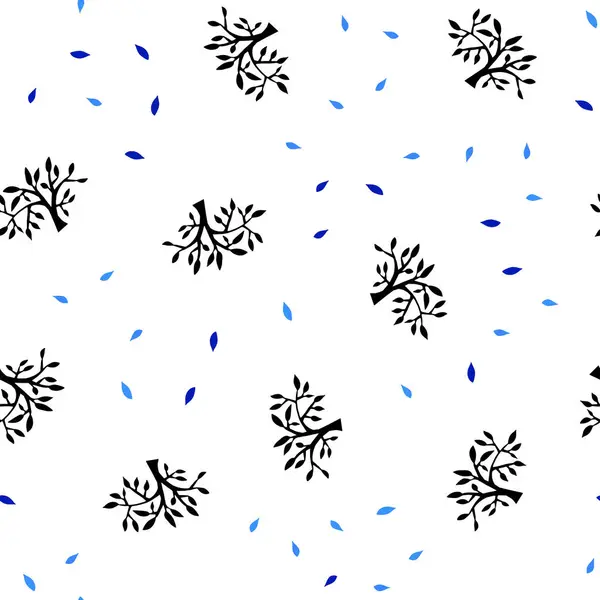 Φως Μπλε Διάνυσμα Φόντο Απρόσκοπτη Doodle Φύλλα Κλαδιά Πολύχρωμο Abstract — Διανυσματικό Αρχείο