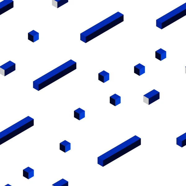深蓝色矢量无缝 等距布局与线 美丽的插图与矩形和正方形 壁纸设计 — 图库矢量图片