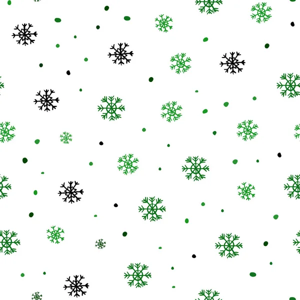 Hellgrüne Vektorschablone Mit Eisschneeflocken Leuchtende Bunte Illustration Mit Schnee Auf — Stockvektor