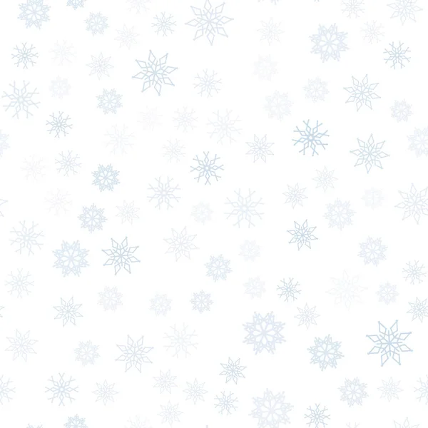 浅蓝色矢量无缝纹理与彩色雪花 在模糊的抽象背景上降雪 带有渐变 时尚面料 壁纸的图案 — 图库矢量图片