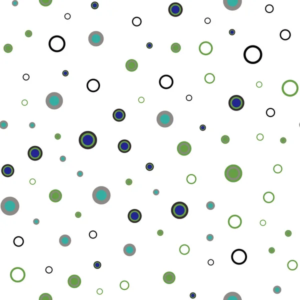 浅蓝色 绿色矢量无缝背景与气泡 抽象例证与彩色泡泡在自然样式 面料制造商的时尚设计 — 图库矢量图片