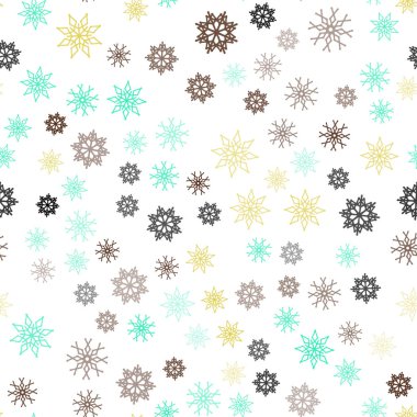Açık yeşil, sarı vektör sorunsuz kapak güzel kar taneleri ile. Bulanık arka plan gradyan ile kar. Desen için modaya uygun Kumaş, duvar kağıtları.