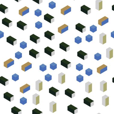 Açık mavi, sarı çizgiler, dikdörtgenler ile vektör kesintisiz, izometrik düzeni. Dikdörtgenler renkli gradyan ile arka plan üzerinde. Tekstil, kumaş, duvar kağıtları için tasarım.