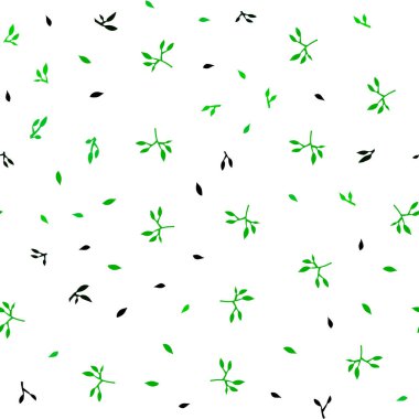 Koyu yeşil, sarı vektör sorunsuz doodle zemin yaprakları ile. Dekoratif illüstrasyon soyut şablonundaki karalamalar ile. Tekstil, kumaş, duvar kağıtları için tasarım.