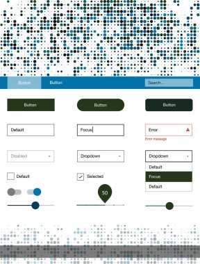 Koyu mavi, yeşil noktalar ile tel kafes kit vektör. Başlığını renkli gradyan daireler modern stil kılavuzu. Bu örnek için sitesidir.